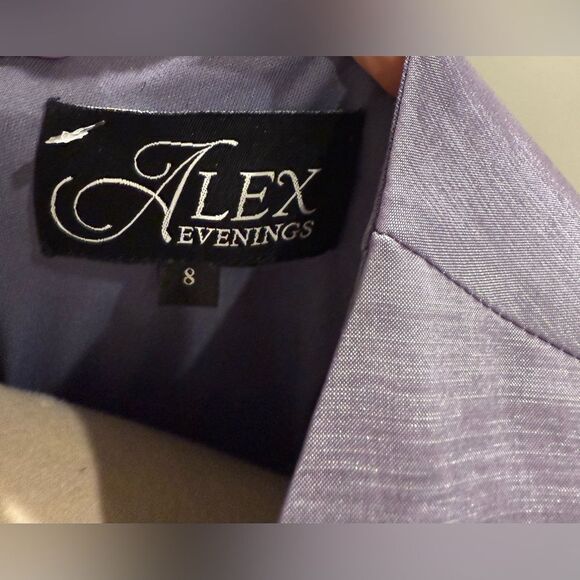 NWT Alex Evenings Lavender Satin Sheath Mini Dress - Picture 6 of 7